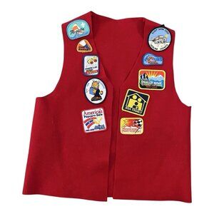 Vintage Boy Scouts BSA Red Felt Patch Vest Cub Scouts Pinewood Derby 1990s